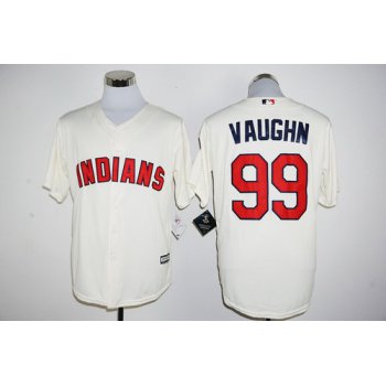 Men's Cleveland Indians #99 Rick Vaughn Retired Name Cream Cool Base Baseball Jersey