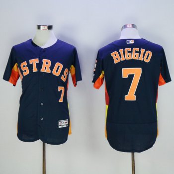 Men's Houston Astros #7 Craig Biggio Retired Navy Blue 2016 Flexbase Majestic Baseball Jersey