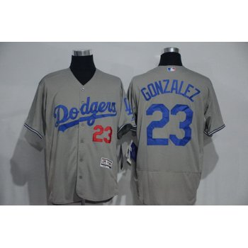 Men's Los Angeles Dodgers #23 Adrian Gonzalez Gray 2016 Flexbase Majestic Baseball Jersey