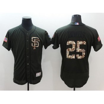 Men's San Francisco Giants #25 Barry Bonds Retired Green Salute to Service 2016 Flexbase Majestic Baseball Jersey