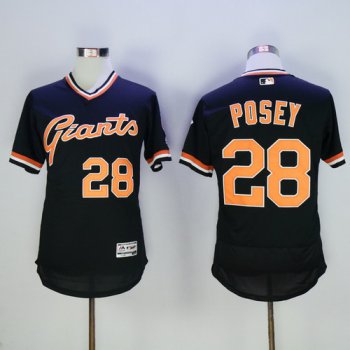 Men's San Francisco Giants #28 Buster Posey Black Pullover 2016 Flexbase Majestic Baseball Jersey