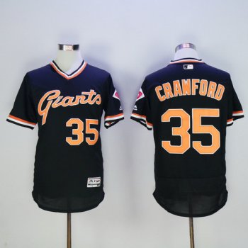 Men's San Francisco Giants #35 Brandon Crawford Black Pullover 2016 Flexbase Majestic Baseball Jersey