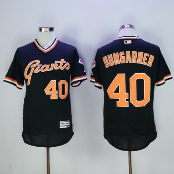 Men's San Francisco Giants #40 Madison Bumgarner Black Pullover 2016 Flexbase Majestic Baseball Jersey