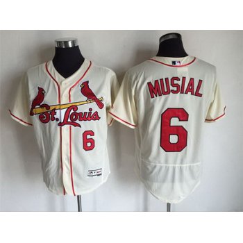 Men's St. Louis Cardinals #6 Stan Musial Retired Cream 2016 Flexbase Majestic Baseball Jersey