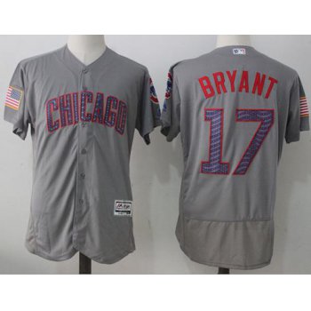 Chicago Cubs #17 Kris Bryant Grey Fashion Stars & Stripes Flexbase Authentic Stitched MLB Jersey