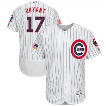 Chicago Cubs #17 Kris Bryant Majestic 2017 Stars & Stripes Authentic Collection FlexBase Player White Jersey