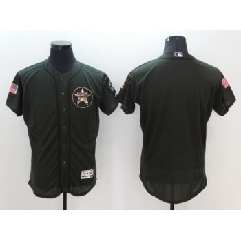 Men's Houston Astros Blank Green Salute to Service 2016 Flexbase Majestic Baseball Jersey