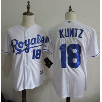 Men's Kansas City Royals Coach #18 Rusty Kuntz White Home Cool Base Baseball Jersey