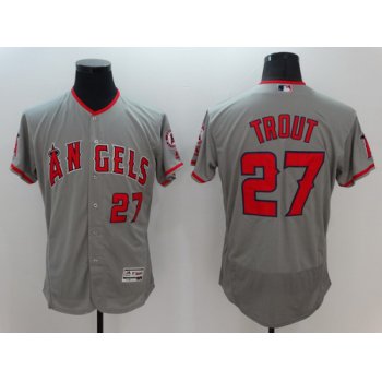 Men's LA Angels of Anaheim #27 Mike Trout Gray Road 2016 Flexbase Majestic Baseball Jersey