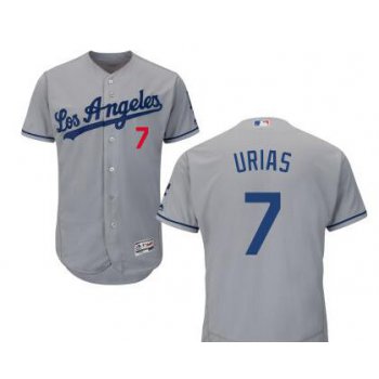 Men's Los Angeles Dodgers #7 Julio Urias Gray Road Cool Base Majestic Baseball Jersey