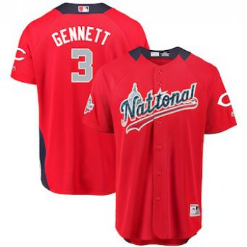 Men's National League #3 Scooter Gennett Majestic Red 2018 MLB All-Star Game Home Run Derby Player Jersey