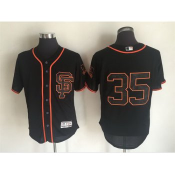 Men's San Francisco Giants #35 Brandon Crawford Black SF 2016 Flexbase Majestic Baseball Jersey