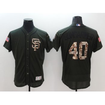 Men's San Francisco Giants #40 Madison Bumgarner Green Salute to Service 2016 Flexbase Majestic Baseball Jersey