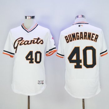 Men's San Francisco Giants #40 Madison Bumgarner White Pullover 2016 Flexbase Majestic Baseball Jersey