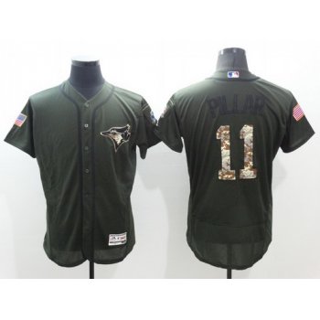 Men's Toronto Blue Jays #11 Kevin Pillar Green Salute to Service 2016 Flexbase Majestic Baseball Jersey