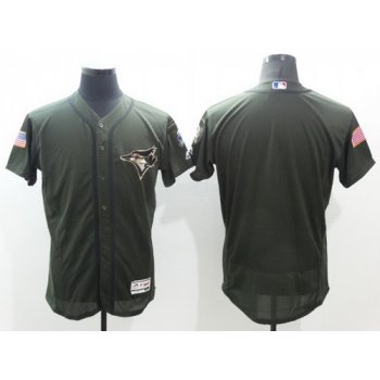 Men's Toronto Blue Jays Blank Green Salute to Service 2016 Flexbase Majestic Baseball Jersey