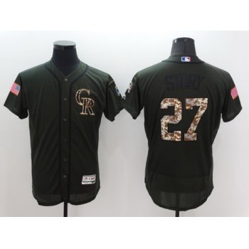 Men's Washington Nationals #27 Trevor Story Green Salute to Service 2016 Flexbase Majestic Baseball Jersey