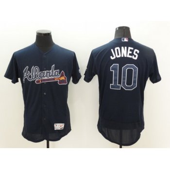 Men's Atlanta Braves #10 Chipper Jones Retired Navy Blue 2016 Flexbase Majestic Baseball Jersey