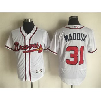 Men's Atlanta Braves #31 Greg Maddux Retired White 2016 Flexbase Majestic Baseball Jersey