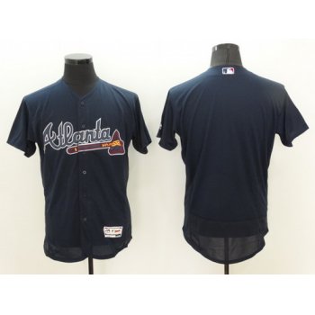 Men's Atlanta Braves Blank Navy Blue 2016 Flexbase Majestic Baseball Jersey