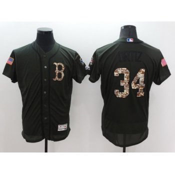 Men's Boston Red Sox #34 David Ortiz Green Salute to Service 2016 Flexbase Majestic Baseball Jersey