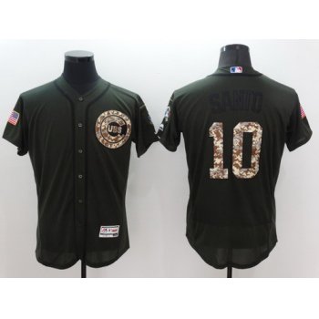 Men's Chicago Cubs #10 Ron Santo Retired Green Salute to Service 2016 Flexbase Majestic Baseball Jersey