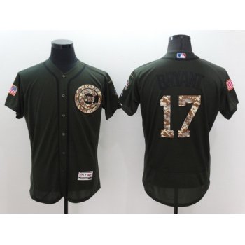 Men's Chicago Cubs #17 Kris Bryant Green Salute to Service 2016 Flexbase Majestic Baseball Jersey