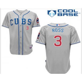 Men's Chicago Cubs #3 David Ross gray Jerseys