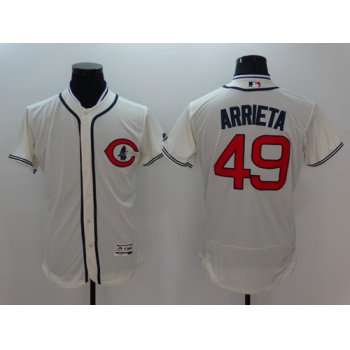 Men's Chicago Cubs #49 Jake Arrieta Cream Flexbase Majestic 1929 Collection Jersey