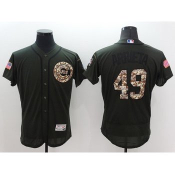 Men's Chicago Cubs #49 Jake Arrieta Green Salute to Service 2016 Flexbase Majestic Baseball Jersey