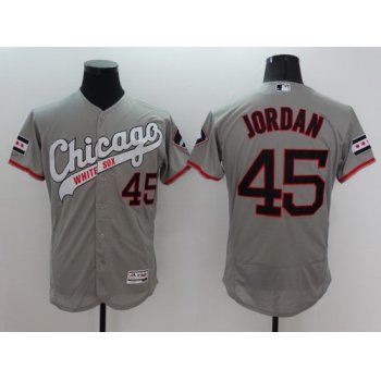 Men's Chicago White Sox #45 Michael Jordan Retired Gray Retro 2016 Flexbase Majestic Baseball Jersey