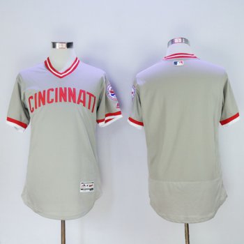 Men's Cincinnati Reds Blank Gray Pullover 2016 Flexbase Majestic Baseball Jersey