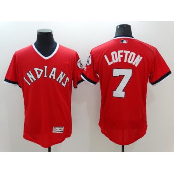 Men's Cleveland Indians #7 Kenny Lofton Red Pullover 2016 Flexbase Majestic Baseball Jersey