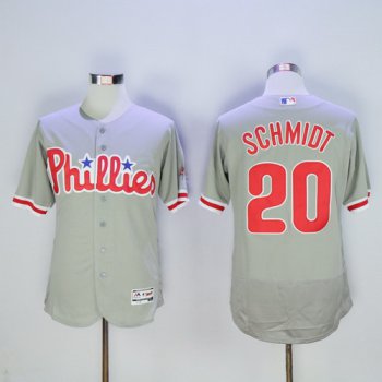 Men's Philadelphia Phillies #20 Mike Schmidt Retired Gray Road 2016 Flexbase Majestic Baseball Jersey