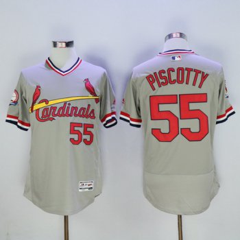 Men's St. Louis Cardinals #55 Stephen Piscotty Retired Gray Pullover 2016 Flexbase Majestic Baseball Jersey