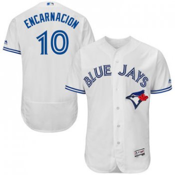 Men's Toronto Blue Jays #10 Edwin Encarnacion White Home 2016 Flexbase Majestic Baseball Jersey