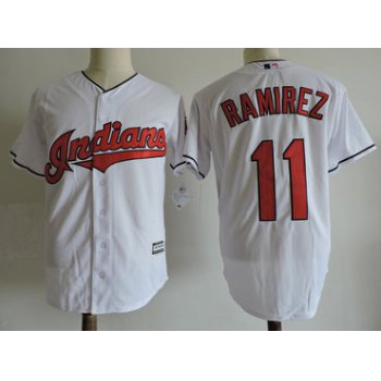 Men's Cleveland Indians #11 Jose Ramirez White Cool Base Jersey