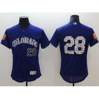 Men's Colorado Rockies #28 Nolan Arenado Purple 2018 Spring Training Authentic Flex Base Stitched MLB Jersey