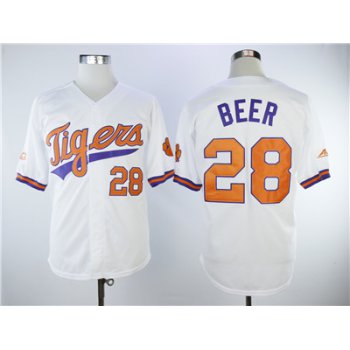 Men's Detroit Tigers #28 Seth Beer White College Baseball Jersey