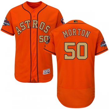 Men's Houston Astros #50 Charlie Morton Orange 2018 Gold Program Flexbase Stitched MLB Jersey