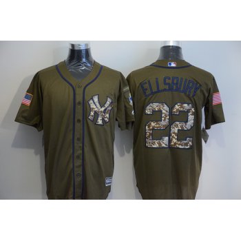 Men's New York Yankees #22 Jacoby Ellsbury Green Salute to Service Majestic Baseball Jersey