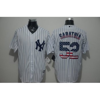 Men's New York Yankees #52 CC Sabathia White USA Flag Fashion MLB Baseball Jersey