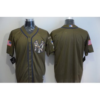 Men's New York Yankees Blank Green Salute to Service Majestic Baseball Jersey