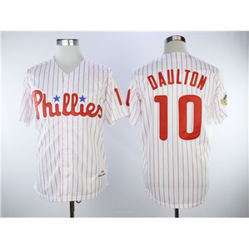 Men's Philadelphia Phillies #10 Darren Daulton White(Red Strip) New Cool Base Stitched MLB Jersey