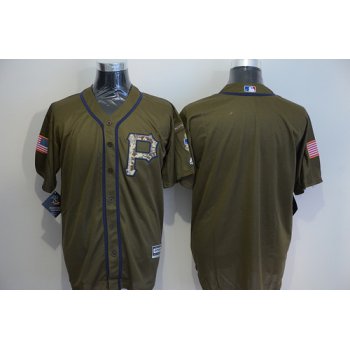 Men's Pittsburgh Pirates Blank Green Salute to Service Majestic Baseball Jersey