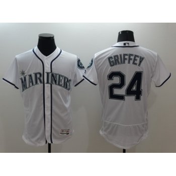 Men's Seattle Mariners #24 Ken Griffey Jr. Retired White 2016 Flexbase Majestic Baseball Jersey