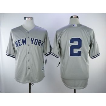 New York Yankees #2 Derek Jeter Gray Cool Base Jersey