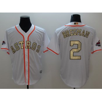 Houston Astros #2 Alex Bregman White 2017 World Series Champions Gold Program Cool Base Stitched Baseball Jersey