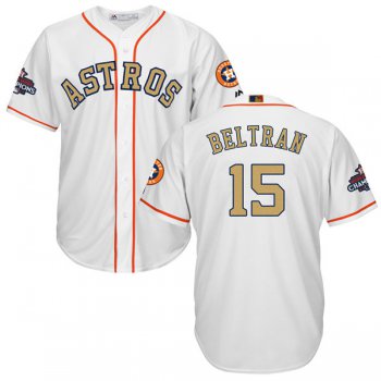 Men's Houston Astros #15 Carlos Beltran White 2018 Gold Program Cool Base Stitched MLB Jersey