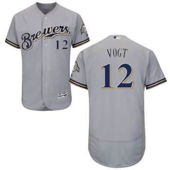 Milwaukee Brewers #12 Stephen Vogt Grey Flexbase Authentic Collection Stitched MLB Jersey